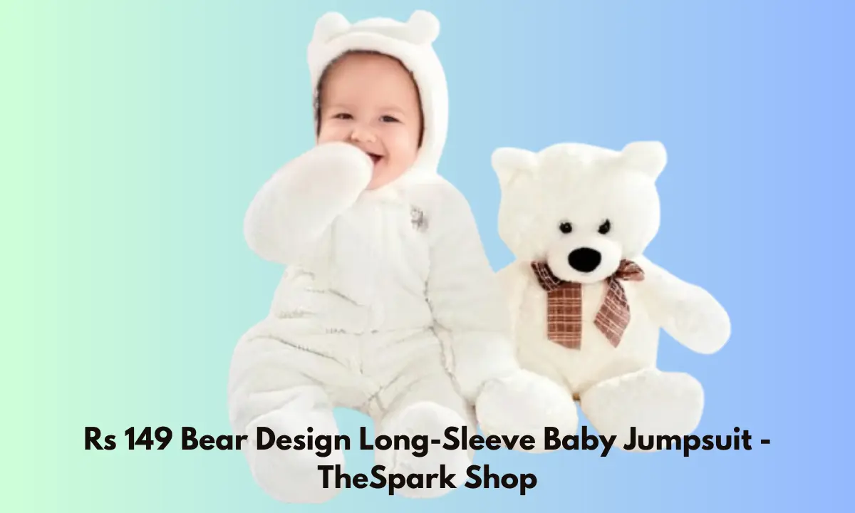 Rs 149 Bear Design Long-Sleeve Baby Jumpsuit - TheSpark Shop